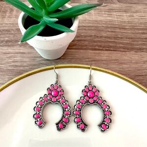 3/$22🩶 Squash Blossom Earrings Pink & Silver Southwestern Cowgirl Western Boho